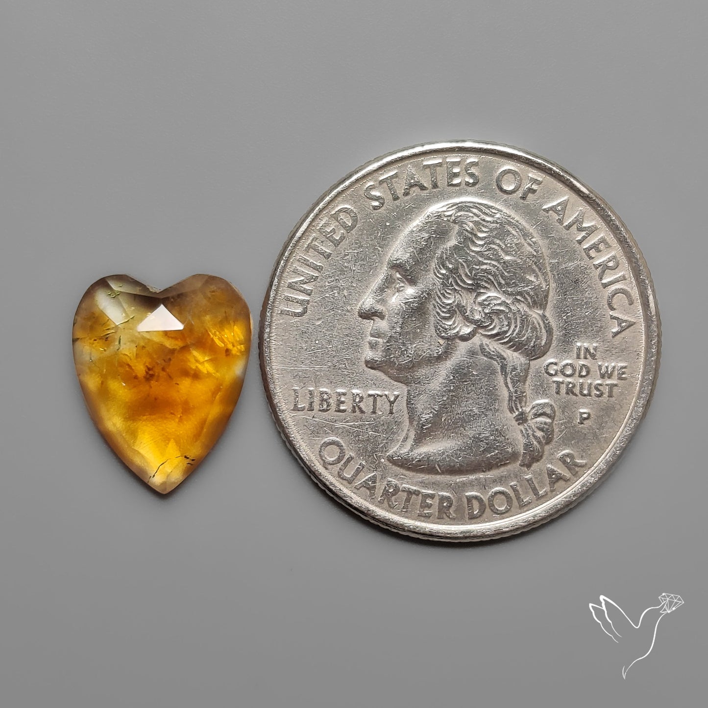 Citrine Rose Cut Heart Carving