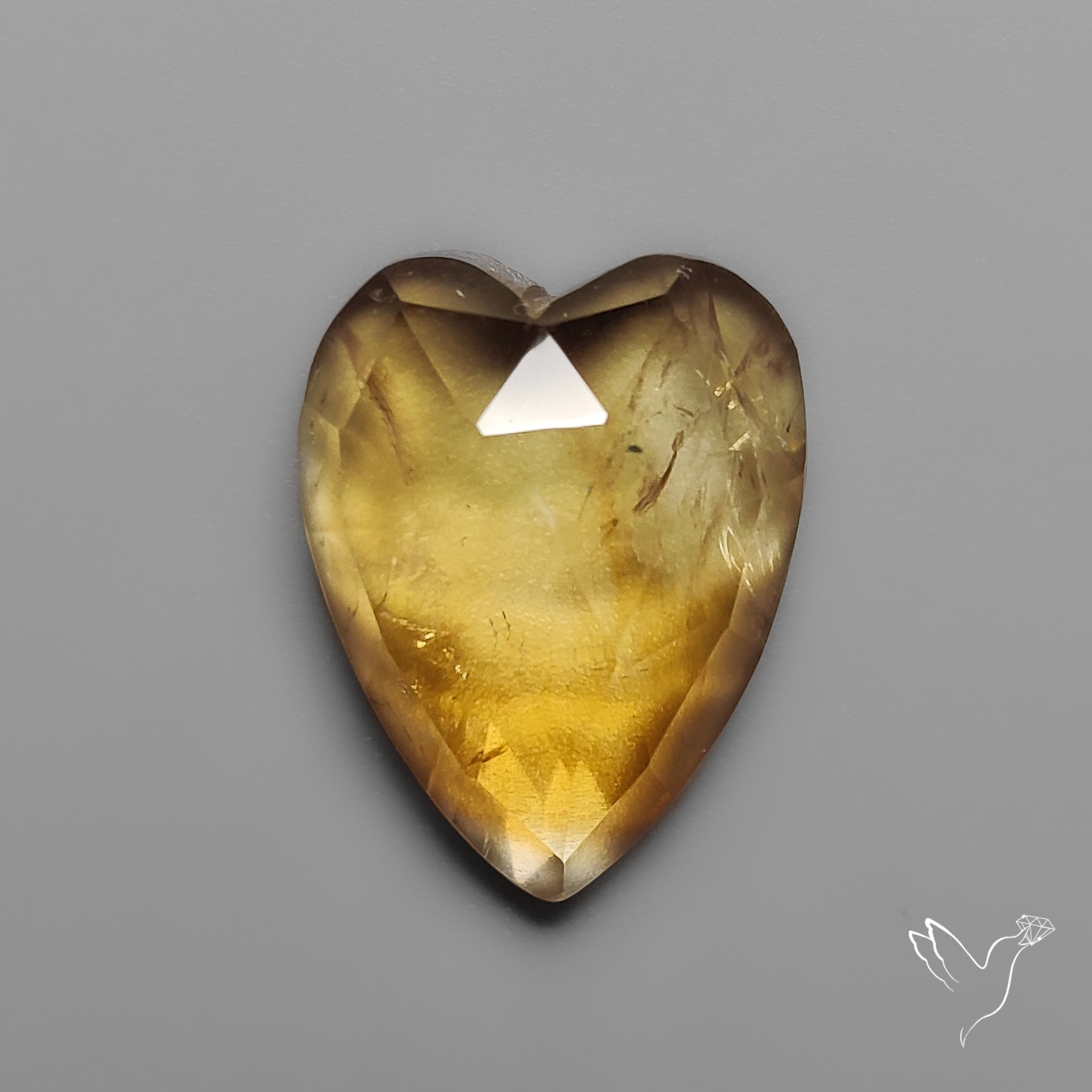 Citrine Rose Cut Heart Carving
