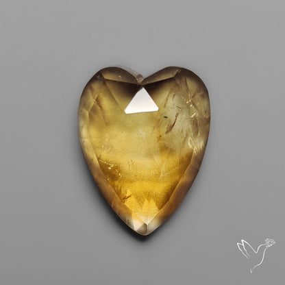Citrine Rose Cut Heart Carving