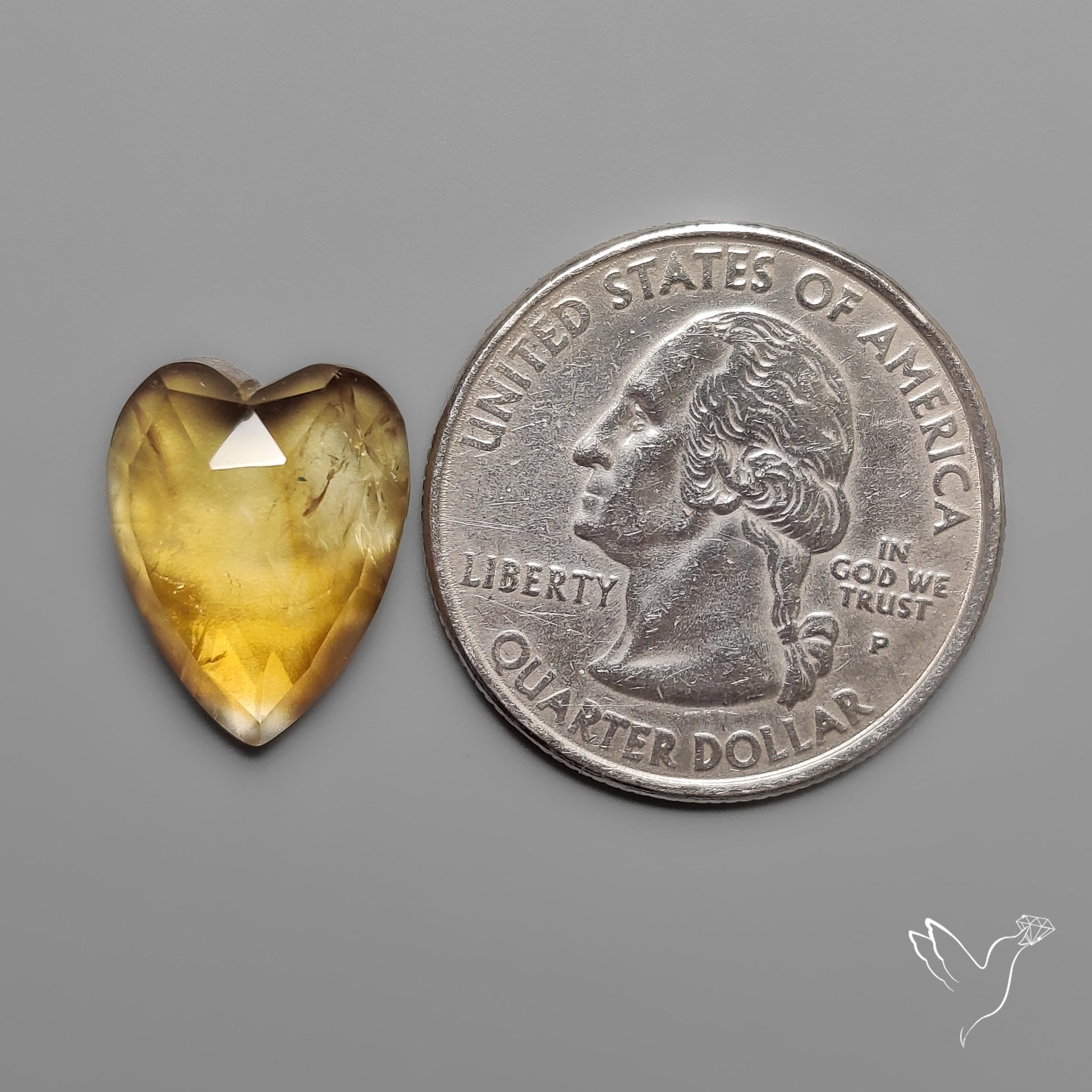 Citrine Rose Cut Heart Carving