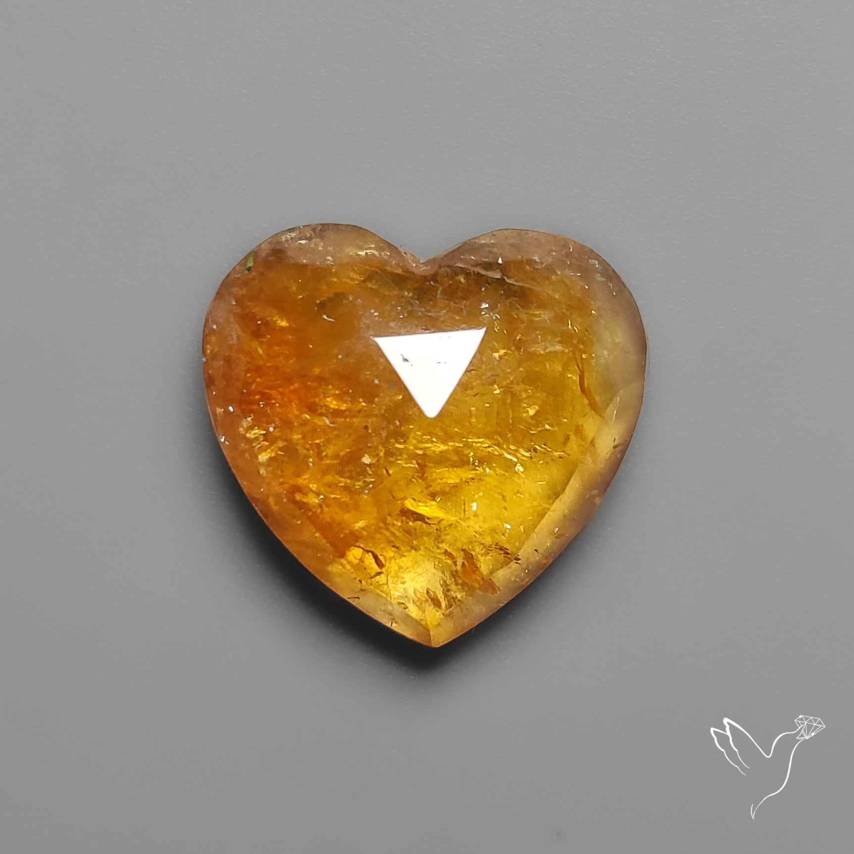Citrine Rose Cut Heart Carving