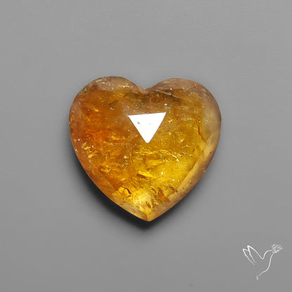 Citrine Rose Cut Heart Carving