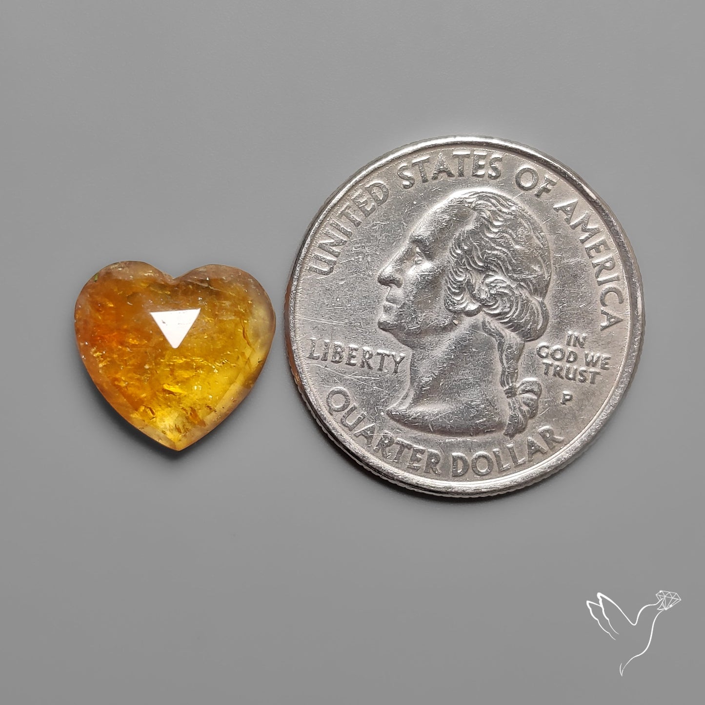 Citrine Rose Cut Heart Carving
