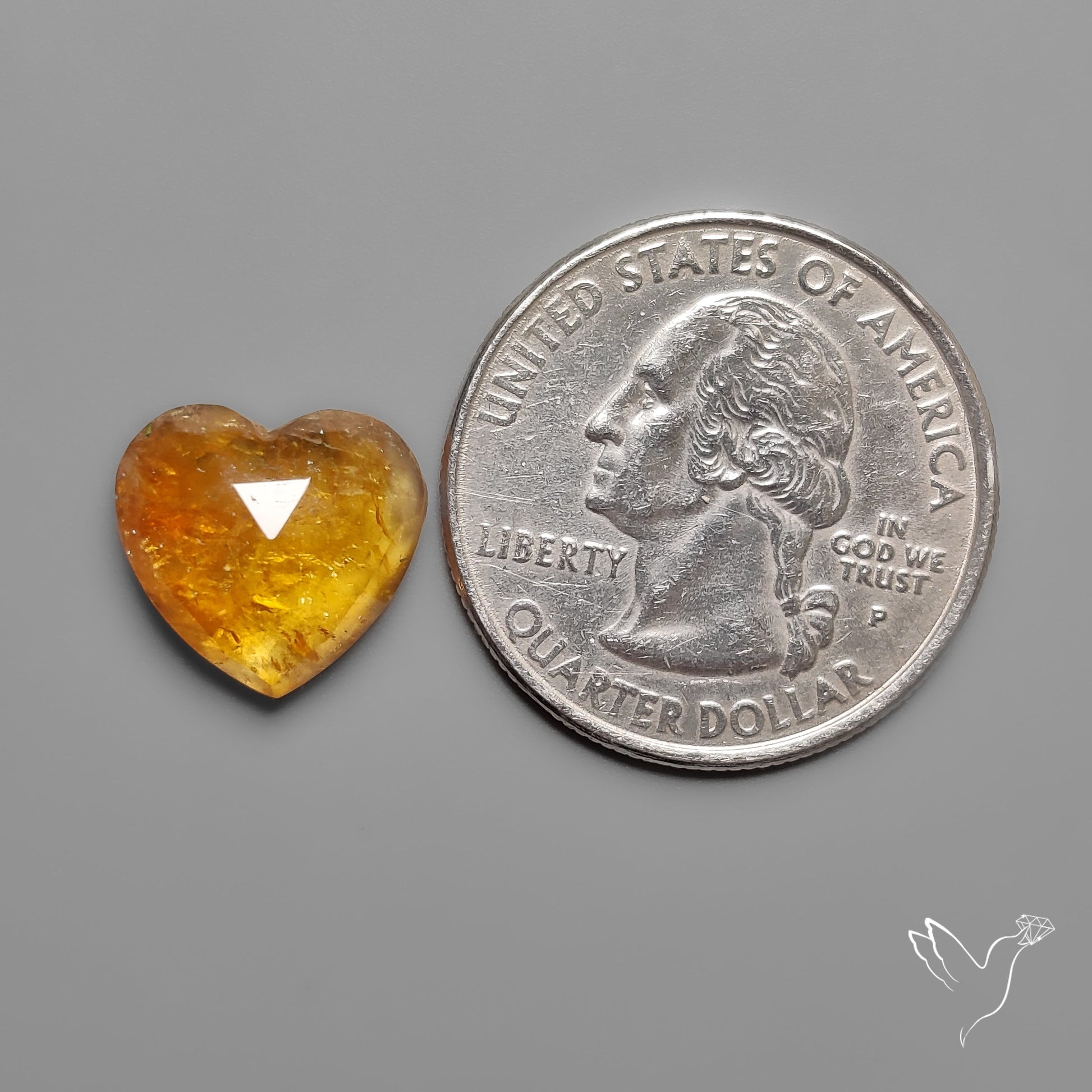 Citrine Rose Cut Heart Carving
