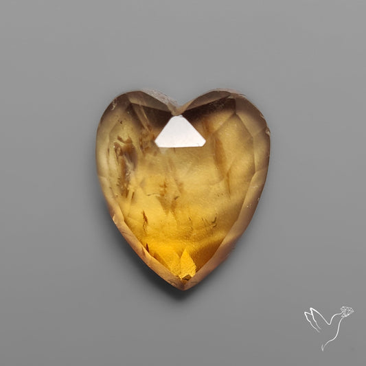 Citrine Rose Cut Heart Carving