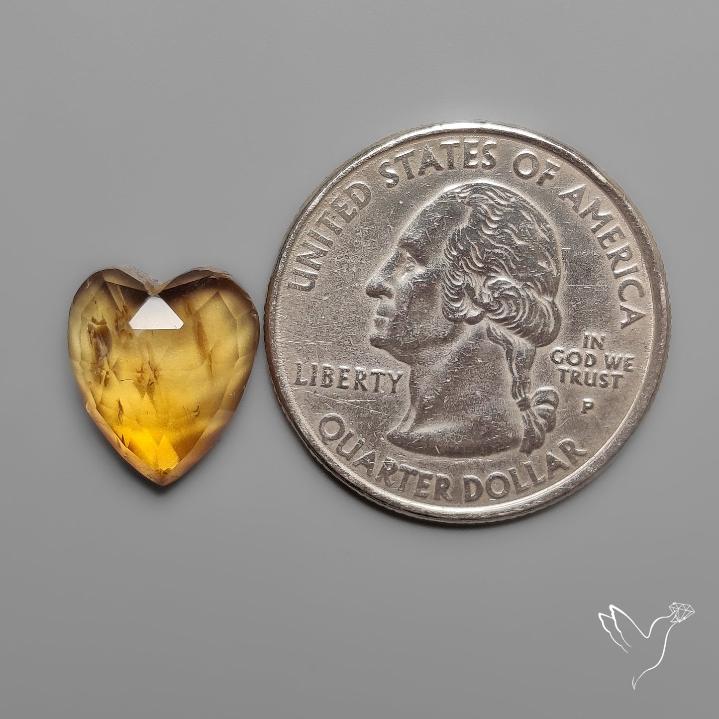 Citrine Rose Cut Heart Carving