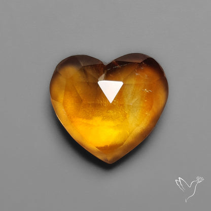 Citrine Rose Cut Heart Carving