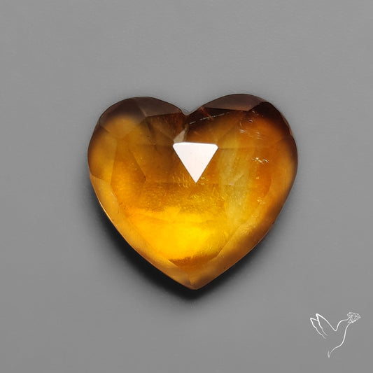 Citrine Rose Cut Heart Carving