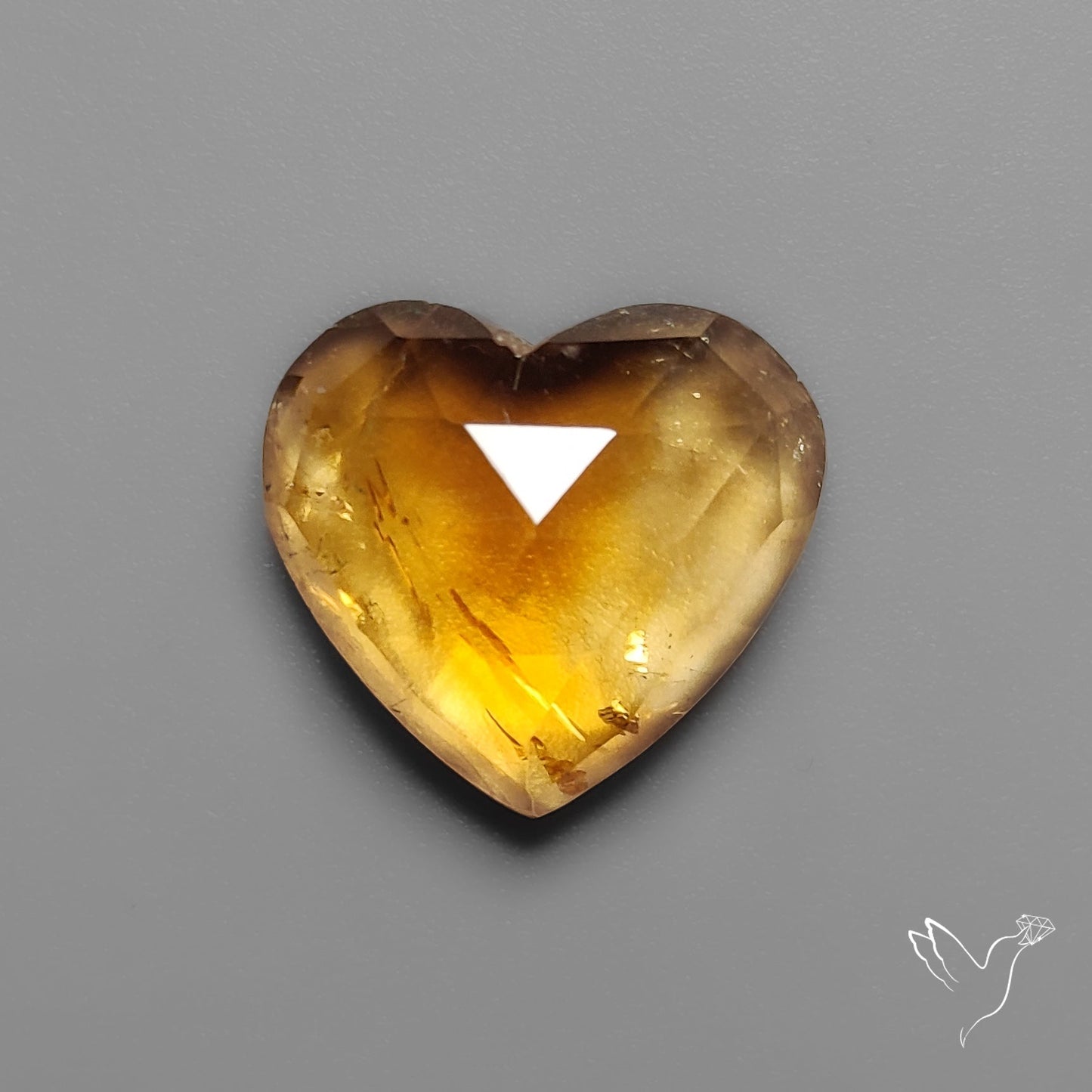 Citrine Rose Cut Heart Carving
