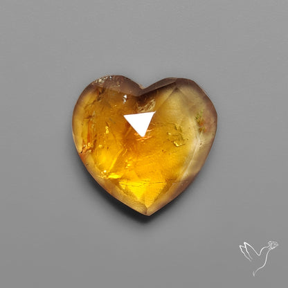 Citrine Rose Cut Heart Carving
