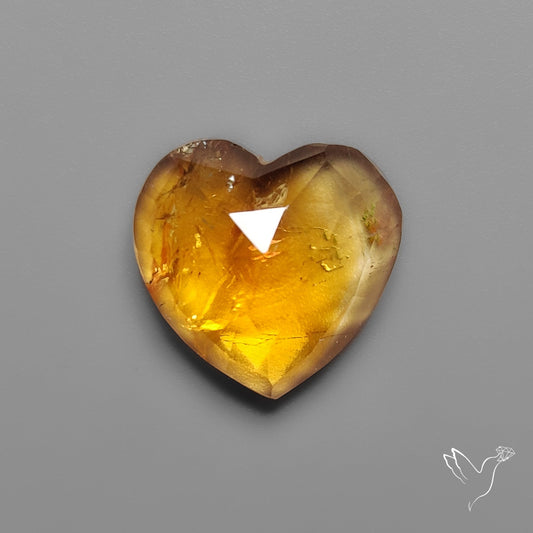 Citrine Rose Cut Heart Carving