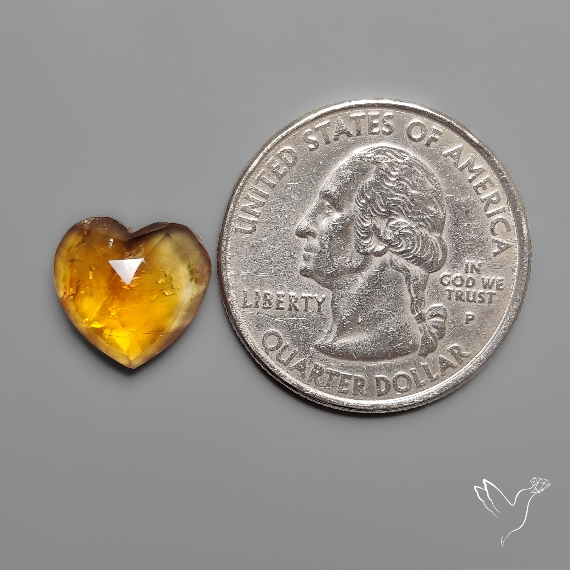 Citrine Rose Cut Heart Carving