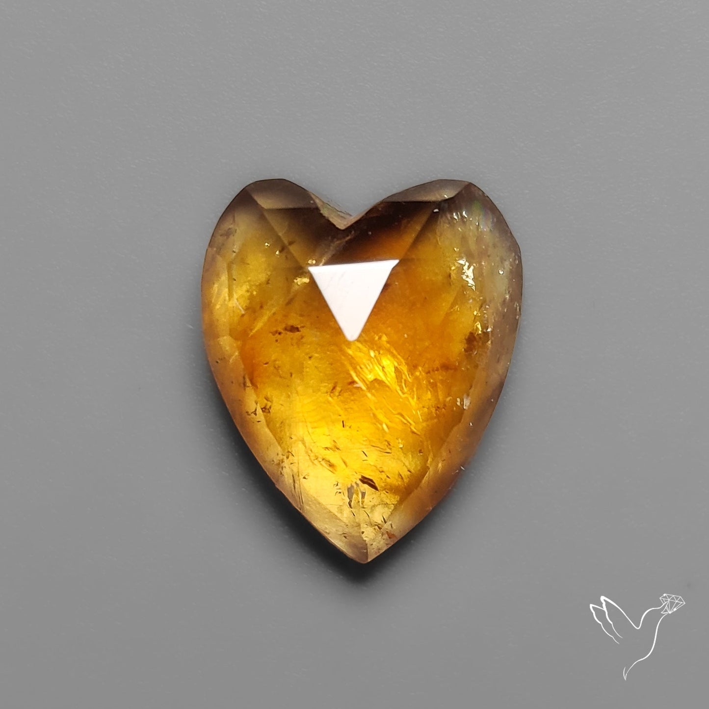 Citrine Rose Cut Heart Carving