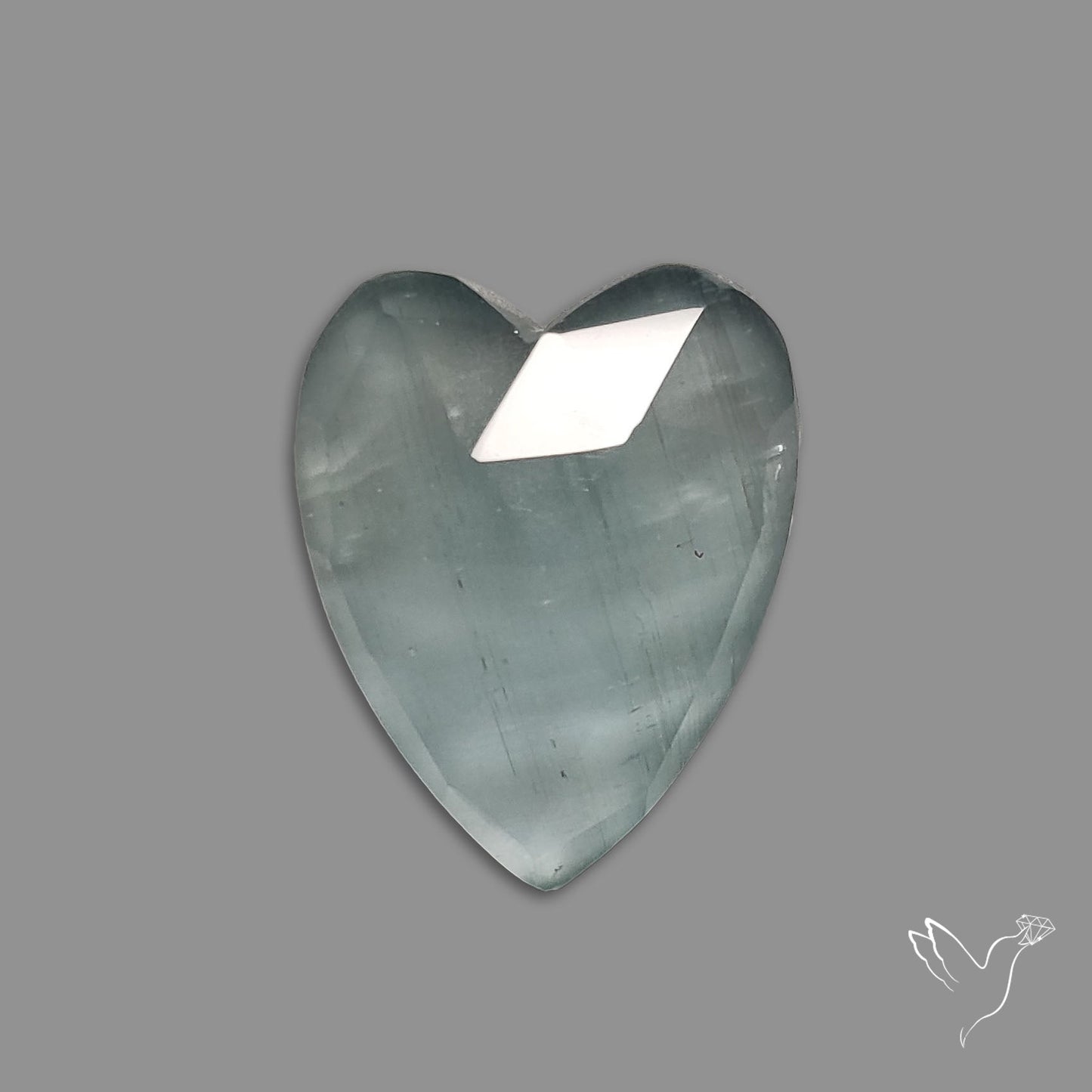 Moss Aquamarine Rose Cut Heart Carving
