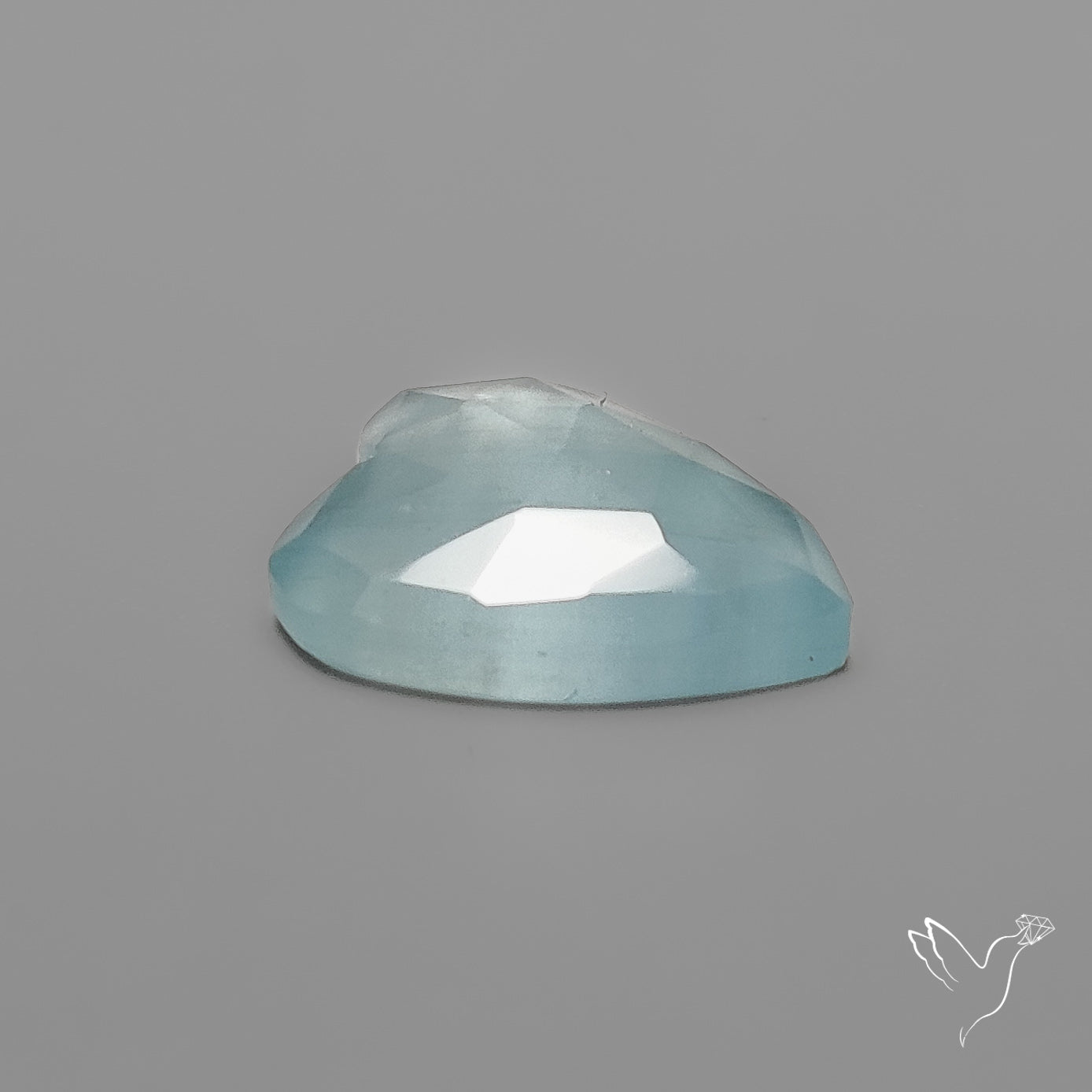 Moss Aquamarine Rose Cut Heart Carving