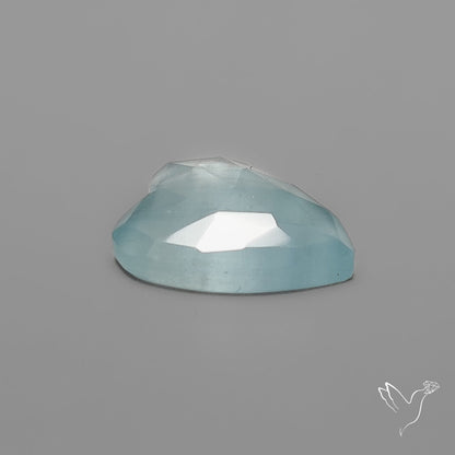 Moss Aquamarine Rose Cut Heart Carving