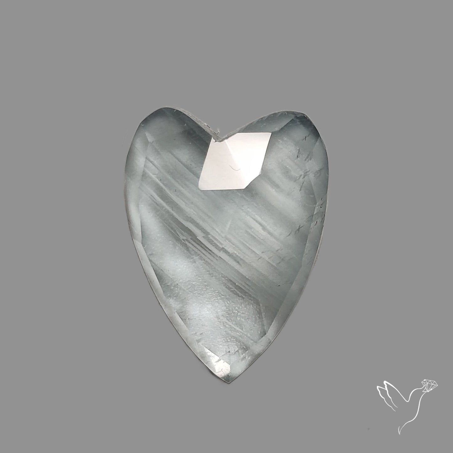 Moss Aquamarine Rose Cut Heart Carving