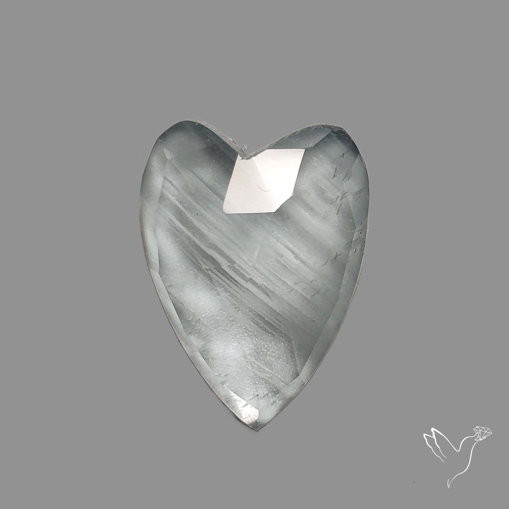 Moss Aquamarine Rose Cut Heart Carving