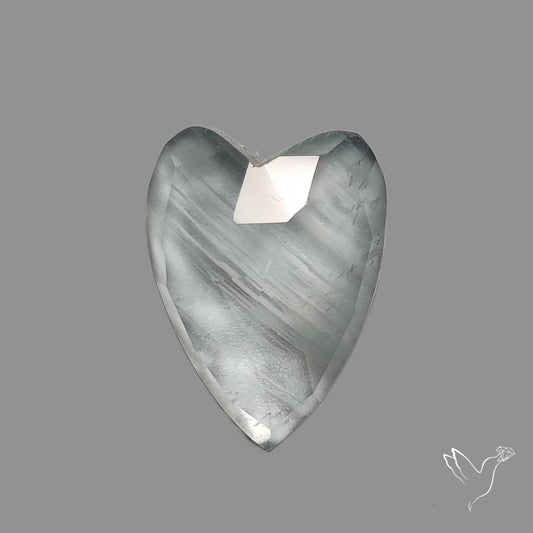 Moss Aquamarine Rose Cut Heart Carving