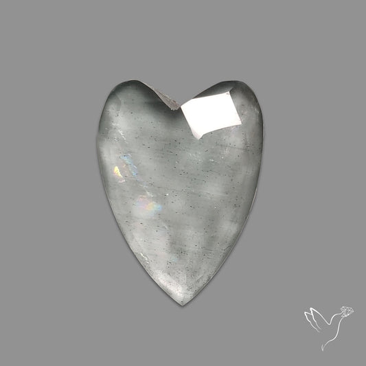 Moss Aquamarine Rose Cut Heart Carving