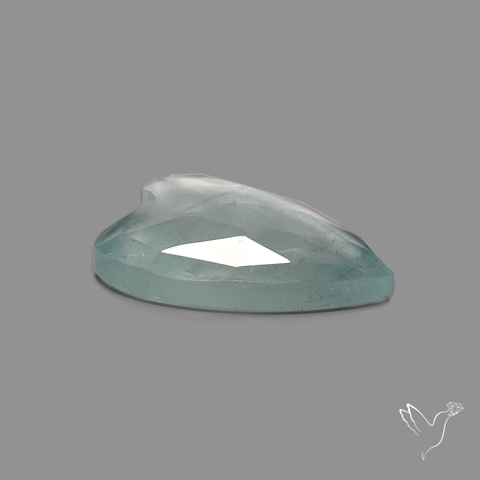 Moss Aquamarine Rose Cut Heart Carving