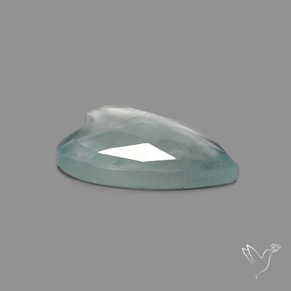 Moss Aquamarine Rose Cut Heart Carving