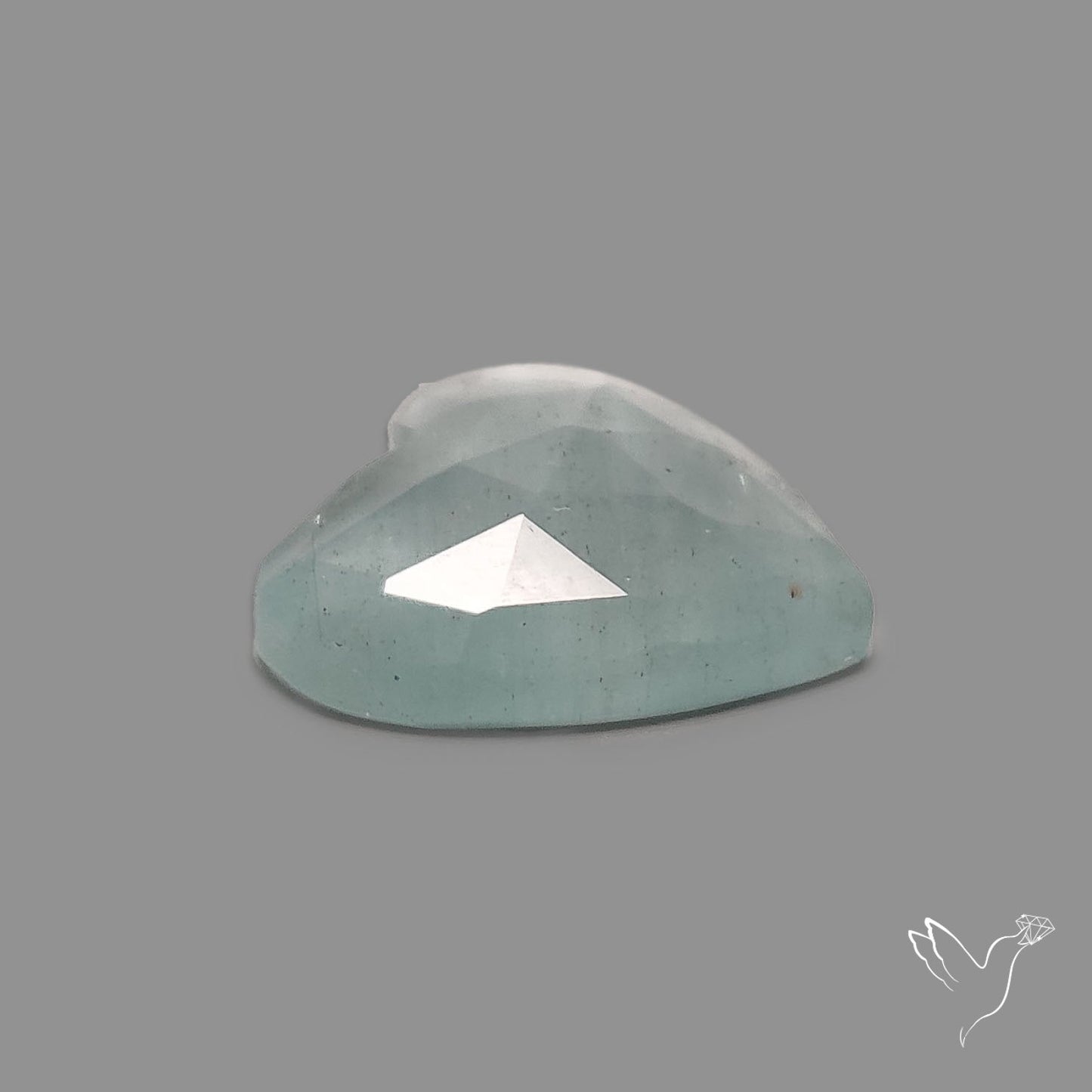 Moss Aquamarine Rose Cut Heart Carving