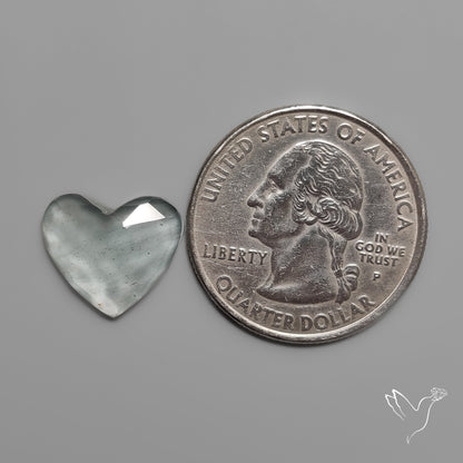Moss Aquamarine Rose Cut Heart Carving