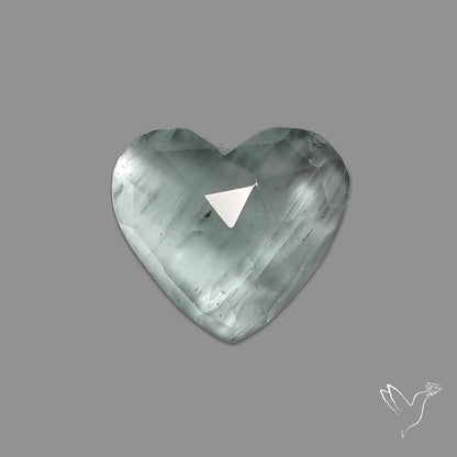 Moss Aquamarine Rose Cut Heart Carving