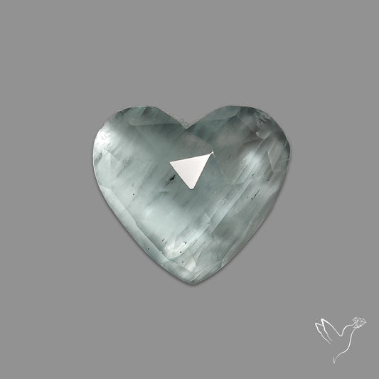 Moss Aquamarine Rose Cut Heart Carving