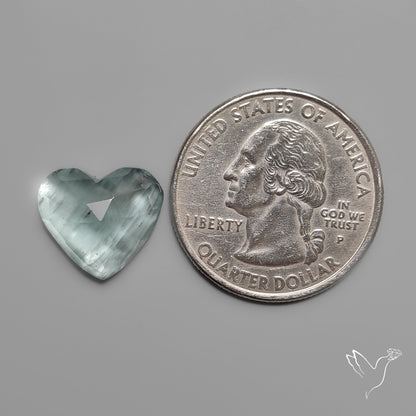Moss Aquamarine Rose Cut Heart Carving