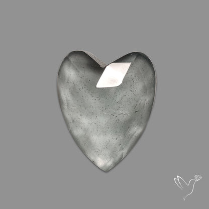 Moss Aquamarine Rose Cut Heart Carving with rare Cats Eye Effect