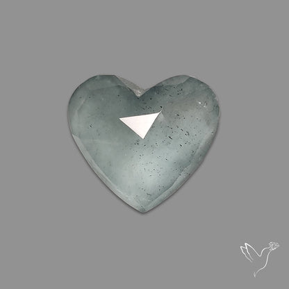 Moss Aquamarine Rose Cut Heart Carving