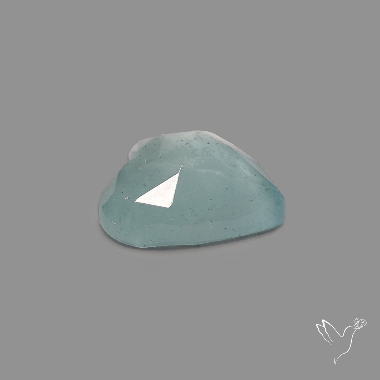 Moss Aquamarine Rose Cut Heart Carving