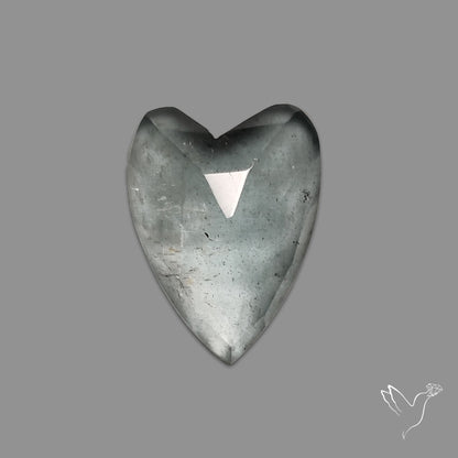 Moss Aquamarine Rose Cut Heart Carving