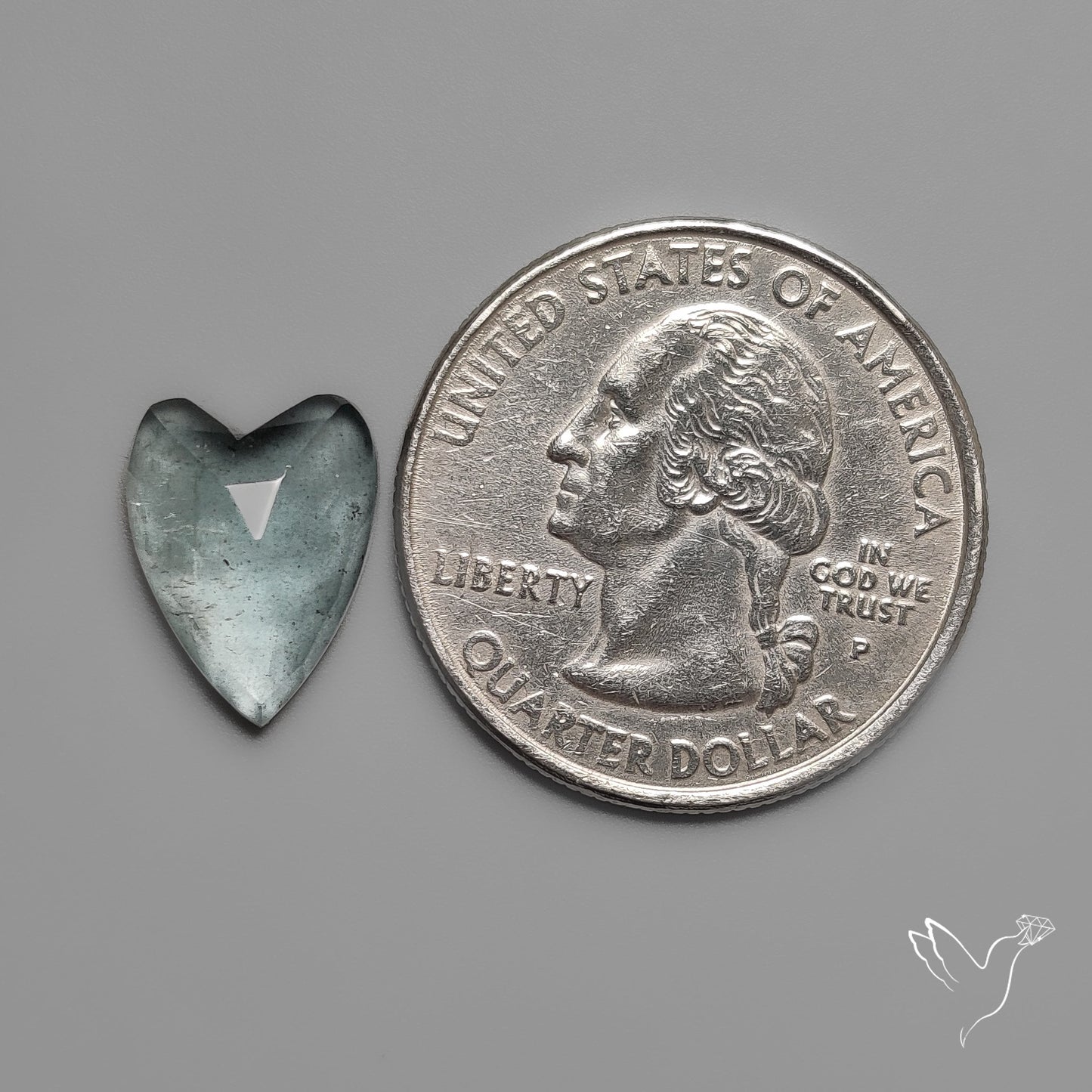 Moss Aquamarine Rose Cut Heart Carving