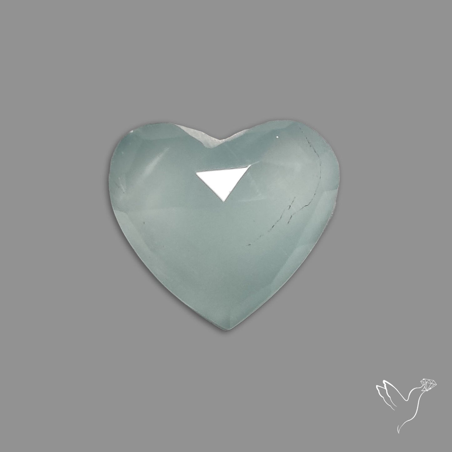 Moss Aquamarine Rose Cut Heart Carving
