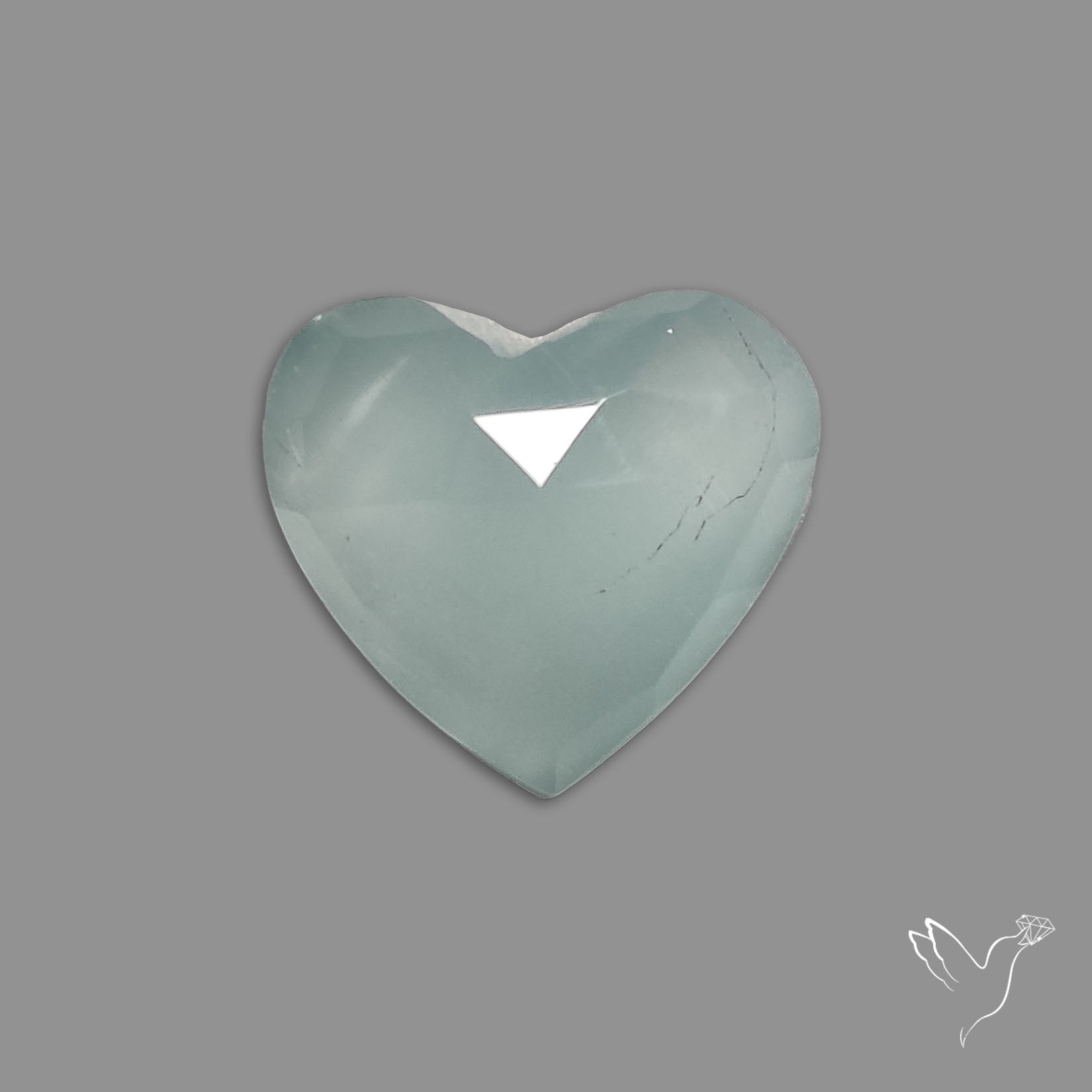 Moss Aquamarine Rose Cut Heart Carving