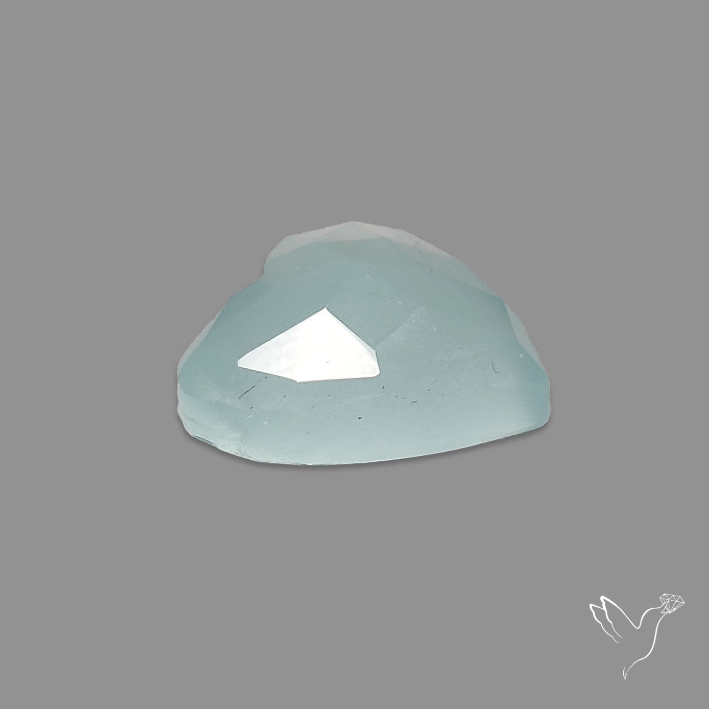 Moss Aquamarine Rose Cut Heart Carving