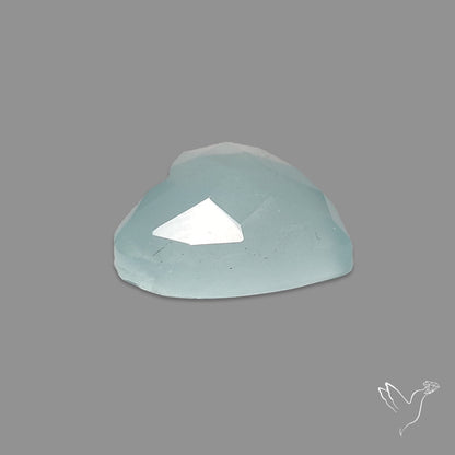 Moss Aquamarine Rose Cut Heart Carving