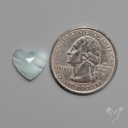 Moss Aquamarine Rose Cut Heart Carving