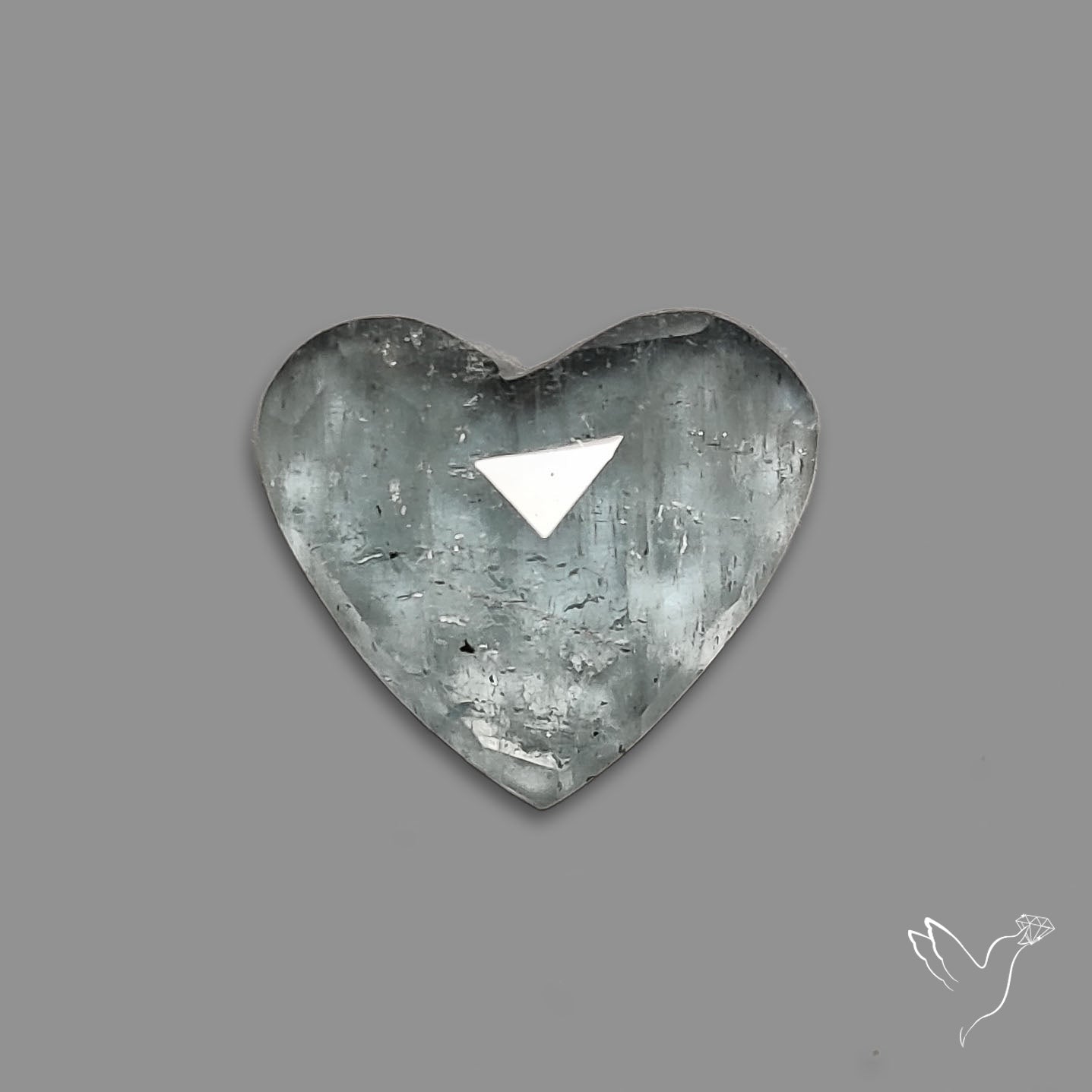 Moss Aquamarine Rose Cut Heart Carving