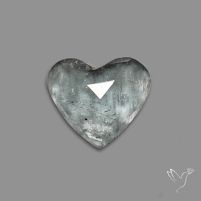 Moss Aquamarine Rose Cut Heart Carving