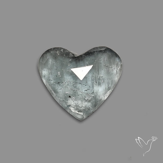 Moss Aquamarine Rose Cut Heart Carving