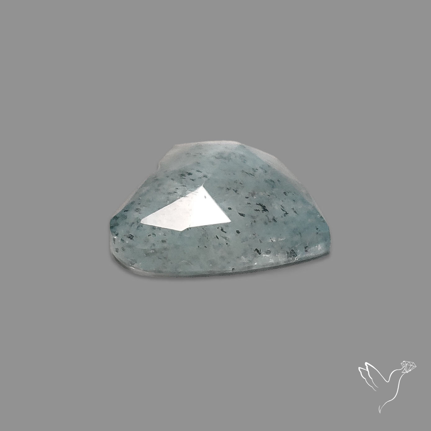 Moss Aquamarine Rose Cut Heart Carving