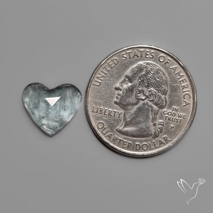 Moss Aquamarine Rose Cut Heart Carving