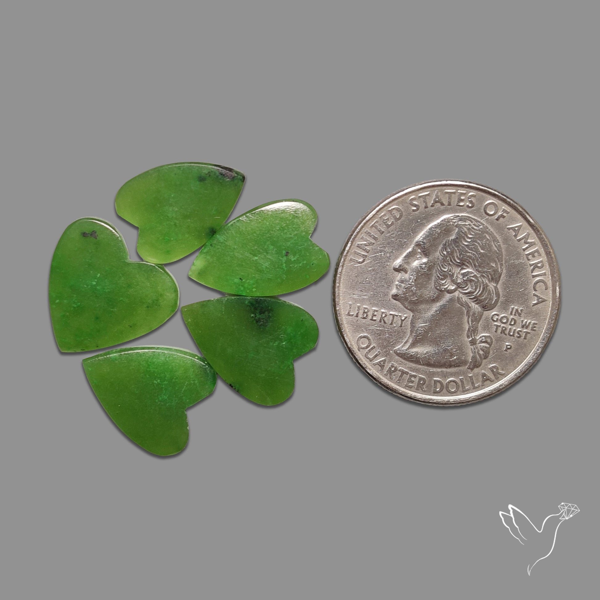 Nephrite Jade Hearts Lot