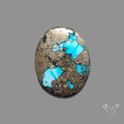Persian Turquoise with Pyrite Inclusion Cabochon