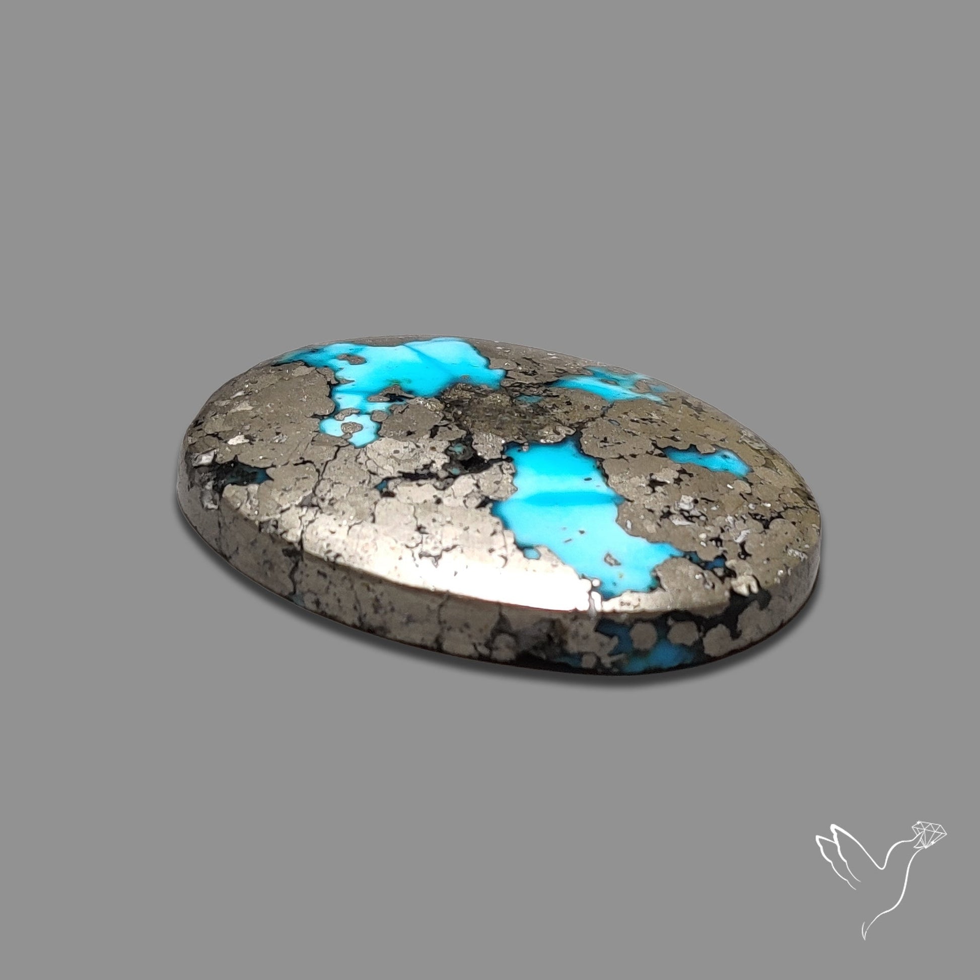 Persian Turquoise with Pyrite Inclusion Cabochon