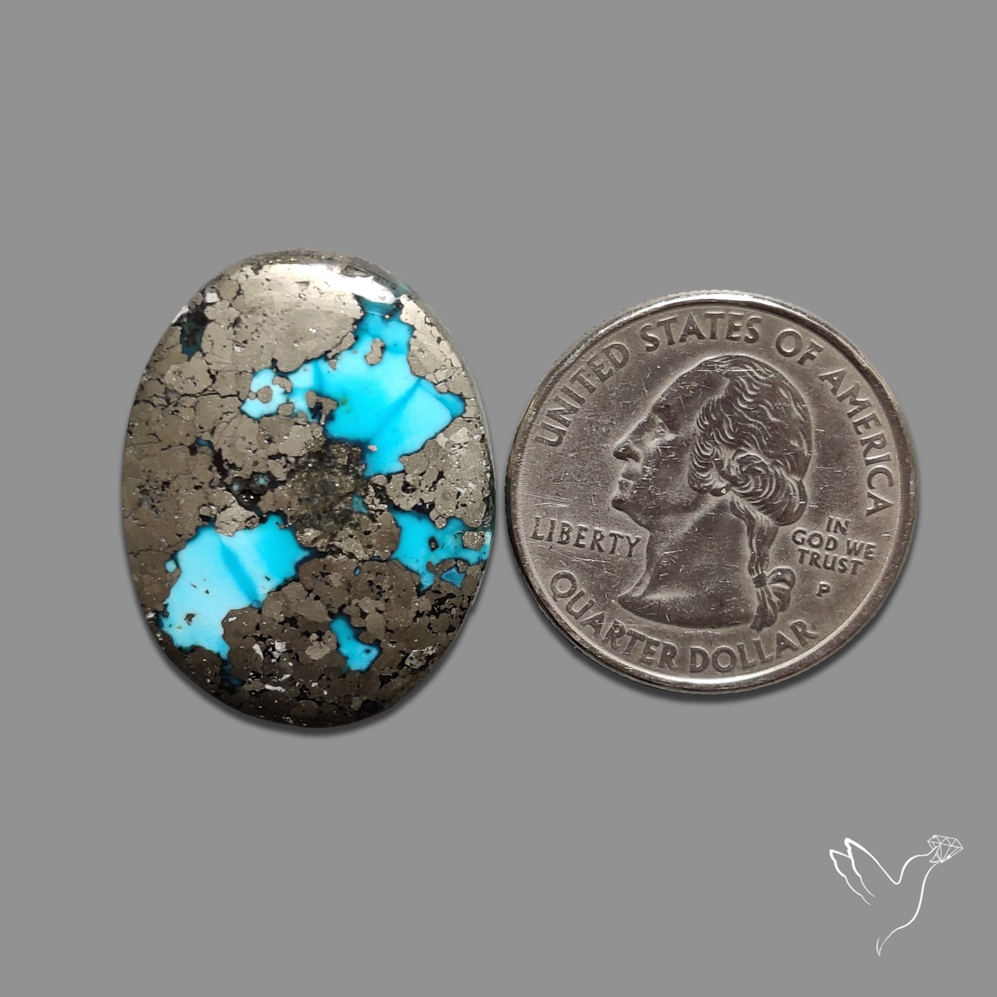 Persian Turquoise with Pyrite Inclusion Cabochon